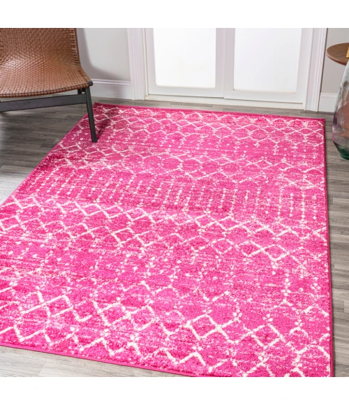Moroccan HYPE Boho Vintage Diamond Fuchsia/Ivory 8 ft. x 10 ft. Area Rug