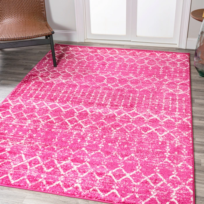 Moroccan HYPE Boho Vintage Diamond Fuchsia/Ivory 4 ft. x 6 ft. Area Rug