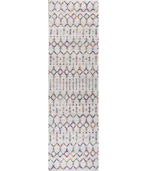 Moroccan Hype Boho Vintage Diamond Cream/Multi 2 ft. x 8 ft. Runner Rug