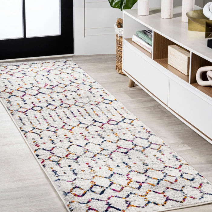 Moroccan Hype Boho Vintage Diamond Cream/Multi 2 ft. x 8 ft. Runner Rug