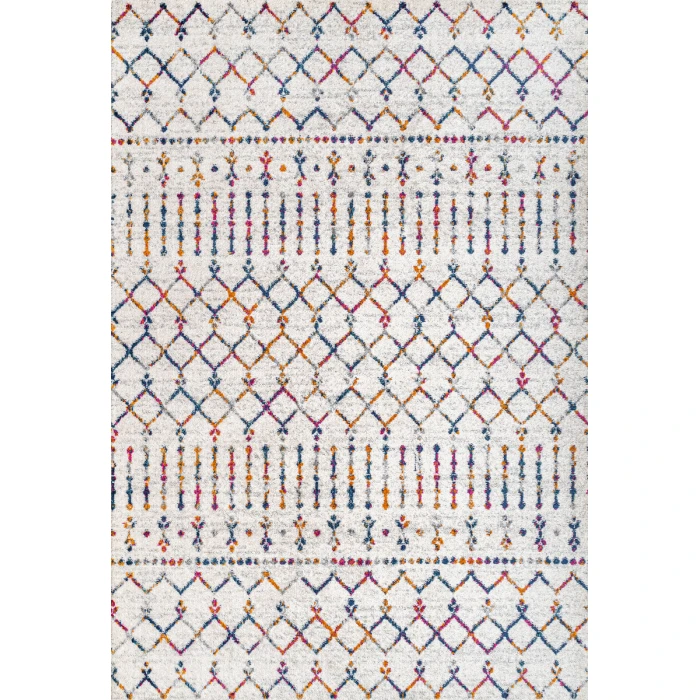 Moroccan HYPE Boho Vintage Diamond Cream/Multi 4 ft. x 6 ft. Area Rug