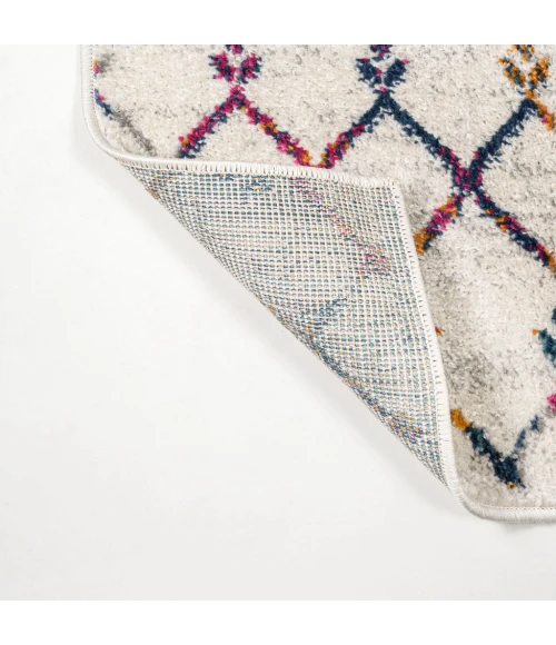 Moroccan HYPE Boho Vintage Diamond Cream/Multi 5 ft. x 8 ft. Area Rug