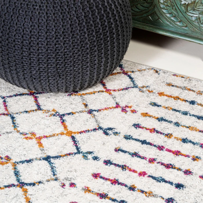Moroccan HYPE Boho Vintage Diamond Cream/Multi 4 ft. x 6 ft. Area Rug