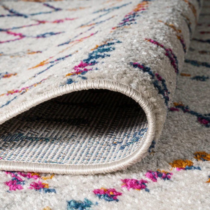 Moroccan Hype Boho Vintage Diamond Cream/Multi 2 ft. x 8 ft. Runner Rug