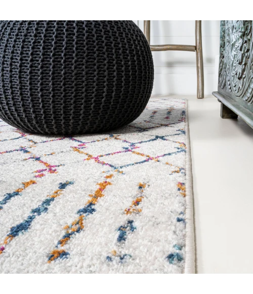 Moroccan Hype Boho Vintage Diamond Cream/Multi 2 ft. x 8 ft. Runner Rug