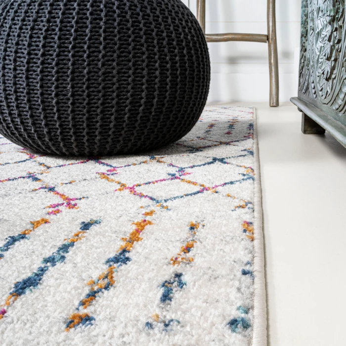 Moroccan Hype Boho Vintage Diamond Cream/Multi 2 ft. x 8 ft. Runner Rug