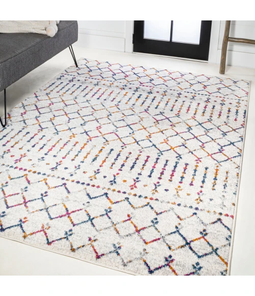 Moroccan HYPE Boho Vintage Diamond Cream/Multi 5 ft. x 8 ft. Area Rug