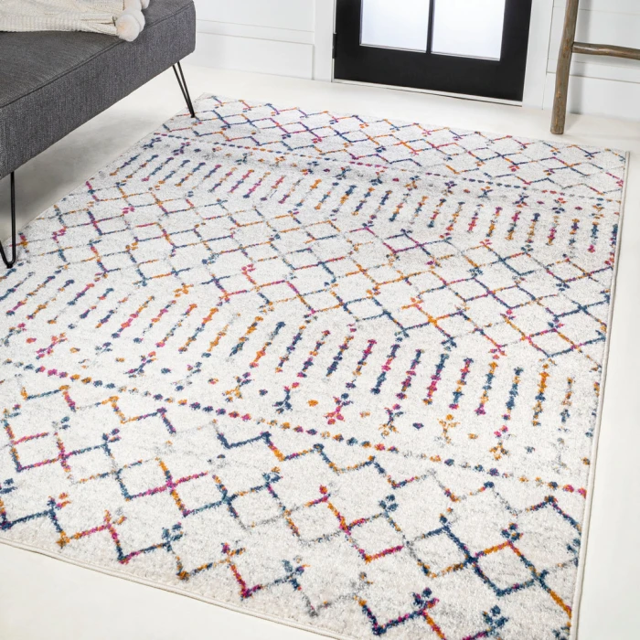 Moroccan HYPE Boho Vintage Diamond Cream/Multi 4 ft. x 6 ft. Area Rug