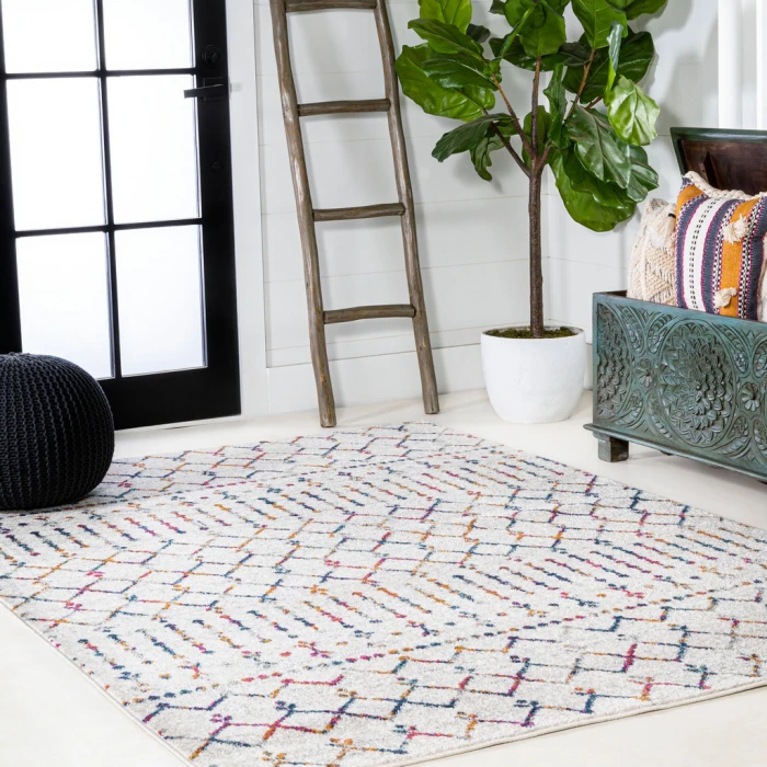 Moroccan HYPE Boho Vintage Diamond Cream/Multi 4 ft. x 6 ft. Area Rug
