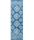 Moroccan HYPE Boho Vintage Tribal Blue/White 2 ft. x 8 ft. Runner Rug