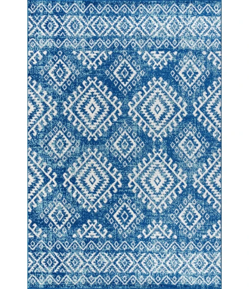 Moroccan HYPE Boho Vintage Tribal Blue/White 4 ft. x 6 ft. Area Rug