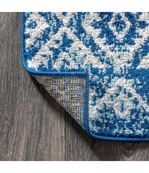 Moroccan HYPE Boho Vintage Tribal Blue/White 4 ft. x 6 ft. Area Rug