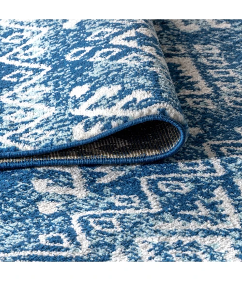 Moroccan HYPE Boho Vintage Tribal Blue/White 4 ft. x 6 ft. Area Rug
