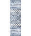 Moroccan HYPE Boho Vintage Tribal Cream/Blue 2 ft. x 8 ft. Runner Rug