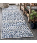 Moroccan HYPE Boho Vintage Tribal Cream/Blue 2 ft. x 8 ft. Runner Rug
