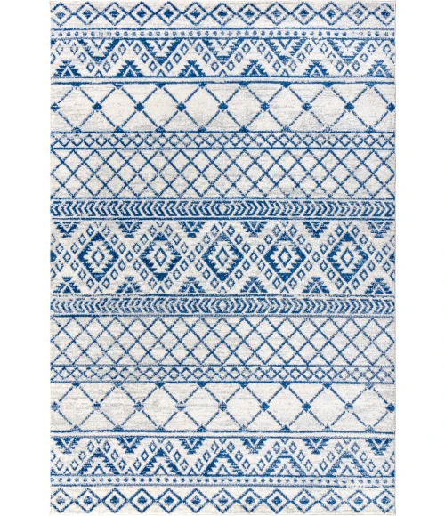 Moroccan HYPE Boho Vintage Tribal Cream/Blue 3 ft. x 5 ft. Area Rug