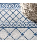 Moroccan HYPE Boho Vintage Tribal Cream/Blue 2 ft. x 8 ft. Runner Rug