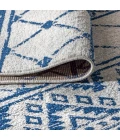 Moroccan HYPE Boho Vintage Tribal Cream/Blue 2 ft. x 8 ft. Runner Rug