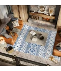 Moroccan HYPE Boho Vintage Tribal Cream/Blue 3 ft. x 5 ft. Area Rug