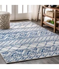 Moroccan HYPE Boho Vintage Tribal Cream/Blue 3 ft. x 5 ft. Area Rug