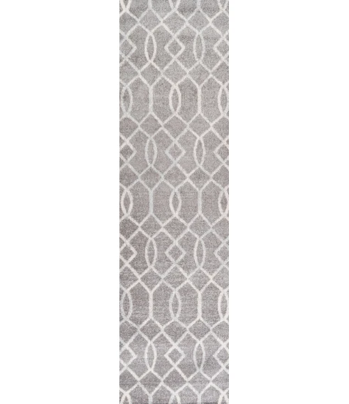 Asilah Ogee Fretwork Dark Gray/Cream 2 ft. x 8 ft. Runner Rug