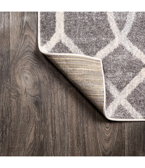 Asilah Ogee Fretwork Dark Gray/Cream 2 ft. x 8 ft. Runner Rug