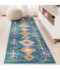 Tribal Love Geometric Dark Blue/Multi 2 ft. x 8 ft. Runner Rug
