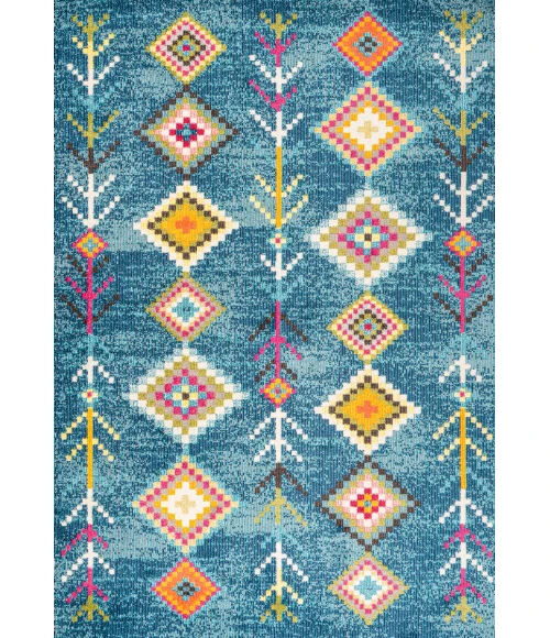 Tribal Love Geometric Dark Blue/Multi 5 ft. x 8 ft. Area Rug