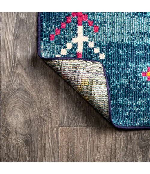 Tribal Love Geometric Dark Blue/Multi 5 ft. x 8 ft. Area Rug