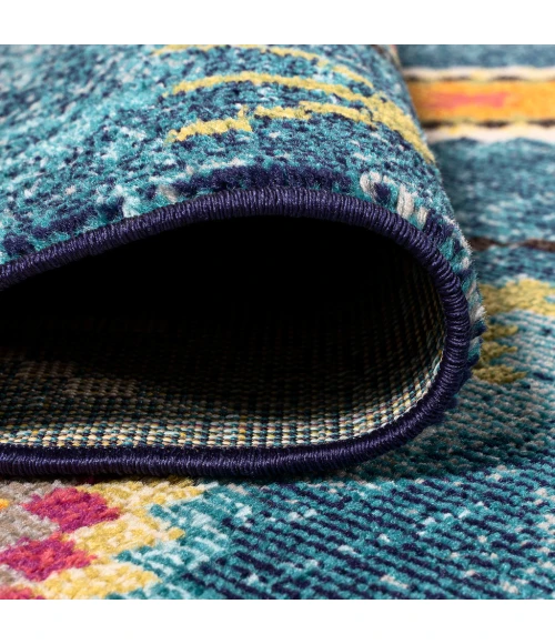 Tribal Love Geometric Dark Blue/Multi 5 ft. x 8 ft. Area Rug