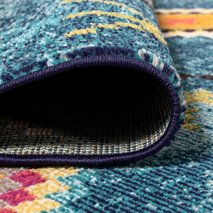 Tribal Love Geometric Dark Blue/Multi 8 ft. x 10 ft. Area Rug