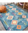 Tribal Love Geometric Dark Blue/Multi 5 ft. x 8 ft. Area Rug