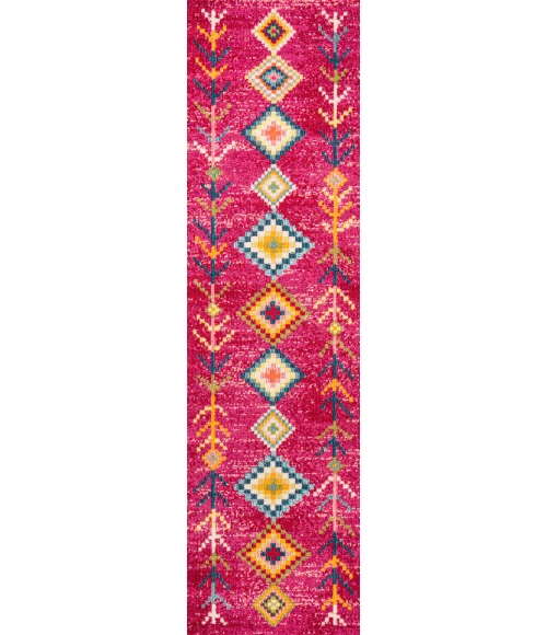 Tribal Love Geometric Pink/Multi 2 ft. x 8 ft. Runner Rug