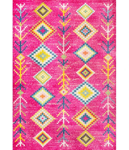 Tribal Love Geometric Pink/Multi 5 ft. x 8 ft. Area Rug
