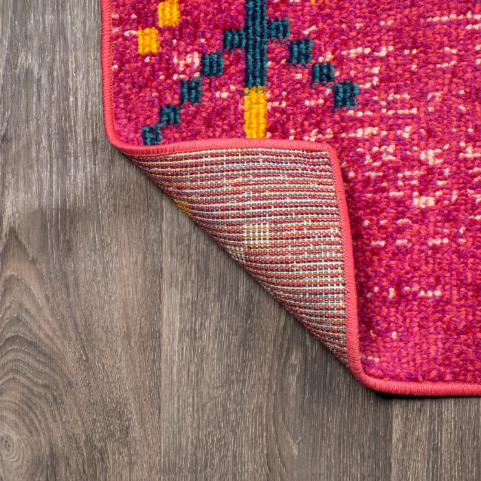 Tribal Love Geometric Pink/Multi 5 ft. x 8 ft. Area Rug