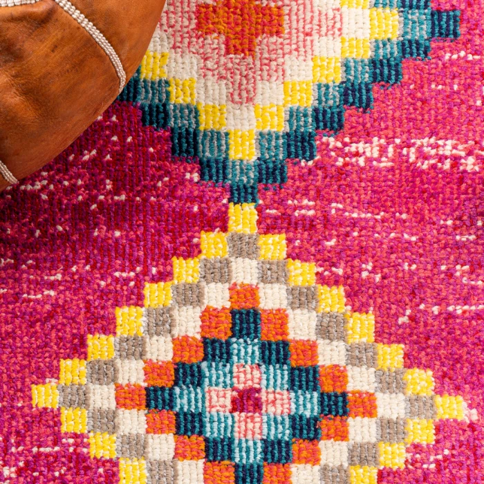 Tribal Love Geometric Pink/Multi 5 ft. x 8 ft. Area Rug