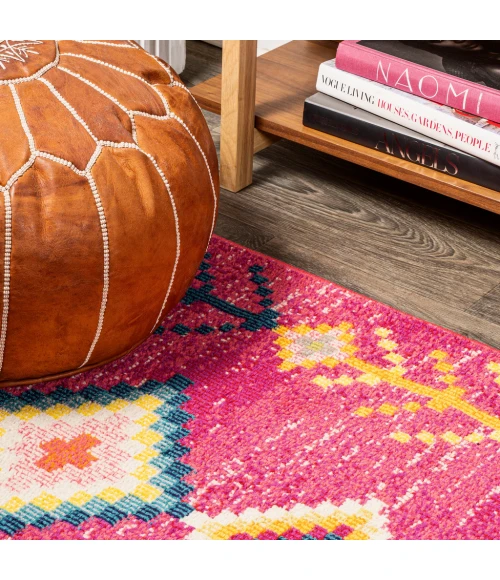 Tribal Love Geometric Pink/Multi 2 ft. x 8 ft. Runner Rug