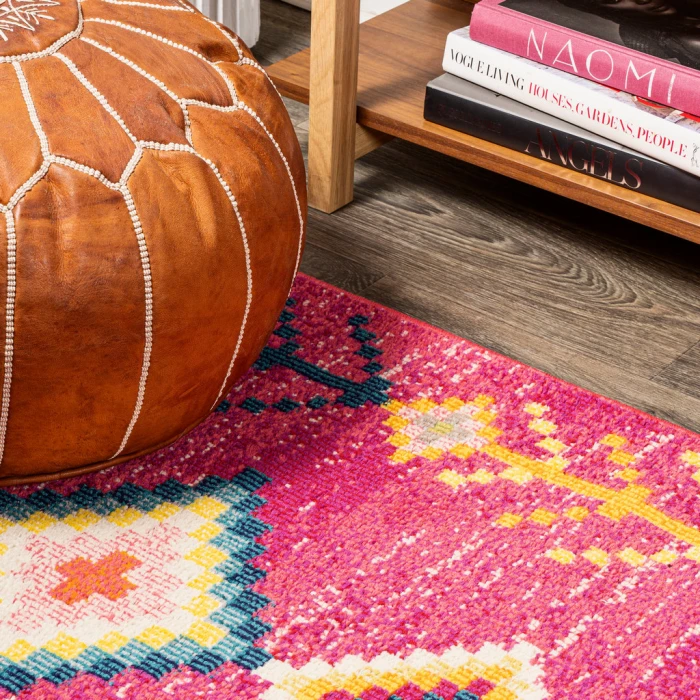 Tribal Love Geometric Pink/Multi 5 ft. x 8 ft. Area Rug