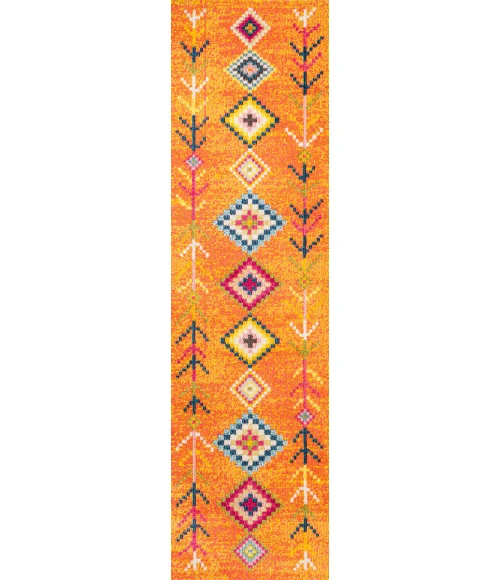 Tribal Love Geometric Orange/Multi 2 ft. x 8 ft. Runner Rug