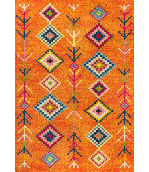 Tribal Love Geometric Orange/Multi 5 ft. x 8 ft. Area Rug