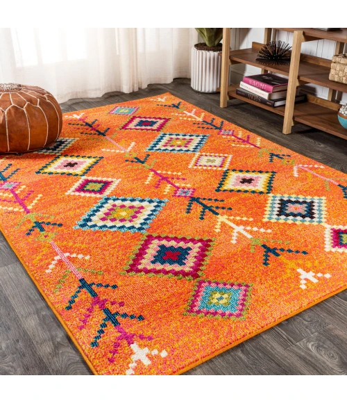 Tribal Love Geometric Orange/Multi 5 ft. x 8 ft. Area Rug