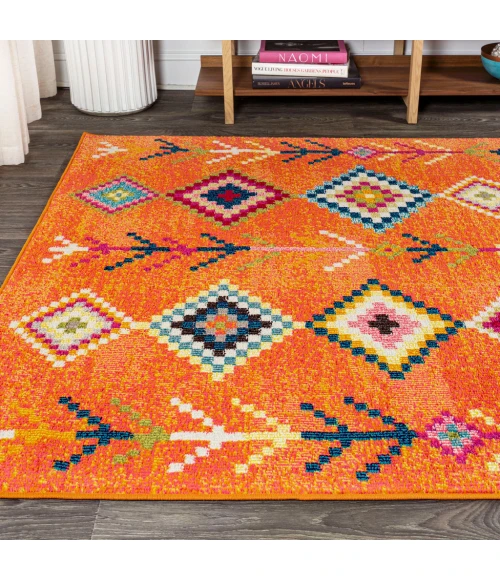Tribal Love Geometric Orange/Multi 5 ft. x 8 ft. Area Rug