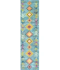 Tribal Love Geometric Light Blue/Multi 2 ft. x 8 ft. Runner Rug