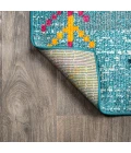 Tribal Love Geometric Light Blue/Multi 2 ft. x 8 ft. Runner Rug