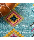 Tribal Love Geometric Light Blue/Multi 2 ft. x 8 ft. Runner Rug
