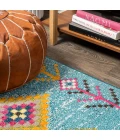 Tribal Love Geometric Light Blue/Multi 2 ft. x 8 ft. Runner Rug