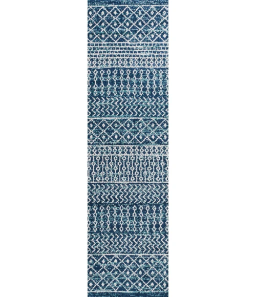 Arta Moroccan Vintage Geometric Rug Navy/Cream 2 ft. x 8 ft. Runner Rug