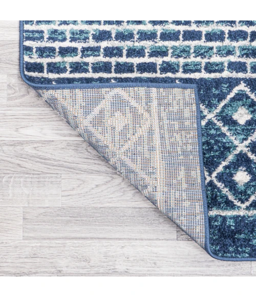 Arta Moroccan Vintage Geometric Rug Navy/Cream 2 ft. x 8 ft. Runner Rug