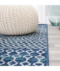 Arta Moroccan Vintage Geometric Rug Navy/Cream 2 ft. x 8 ft. Runner Rug