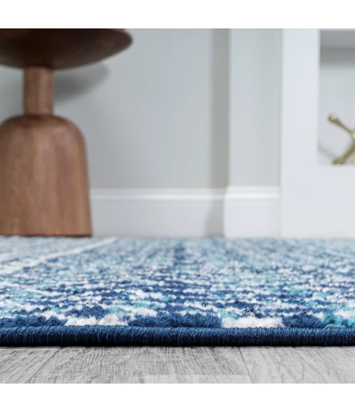 Arta Moroccan Vintage Geometric Rug Navy/Cream 2 ft. x 8 ft. Runner Rug